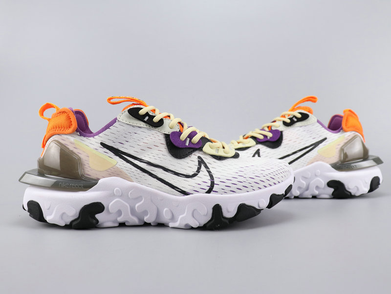 2020 Nike React VISION White Purple Orange Running Shoes
